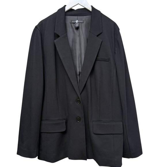 Ashley Stewart Womens Blazer Plus Size 22 Black Stretch Ponte Knit Jacket - Picture 1 of 6